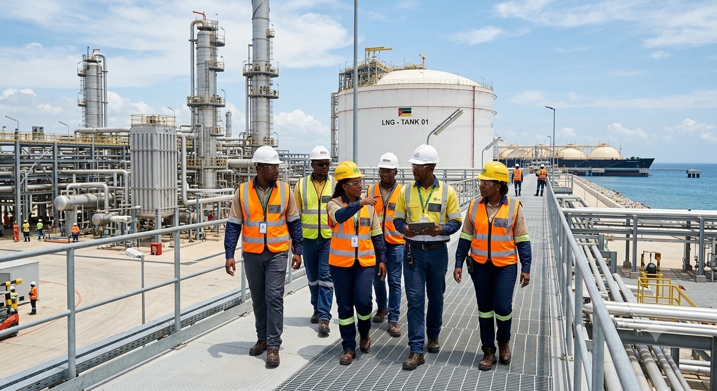 Equipa técnica moçambicana num terminal de LNG